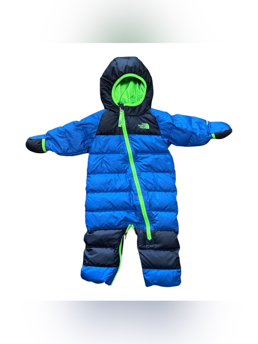 The North Face Blue & Neon Green Infant Puffer Bunting Snow Suit